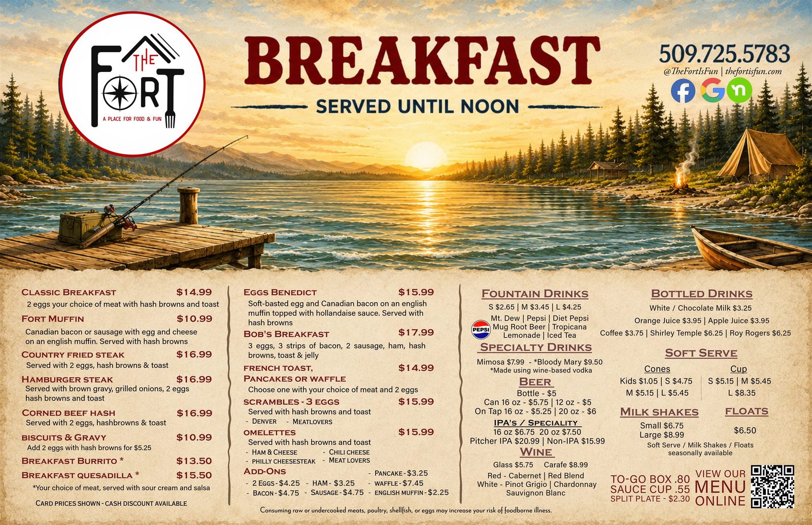 The Fort breakfast menu